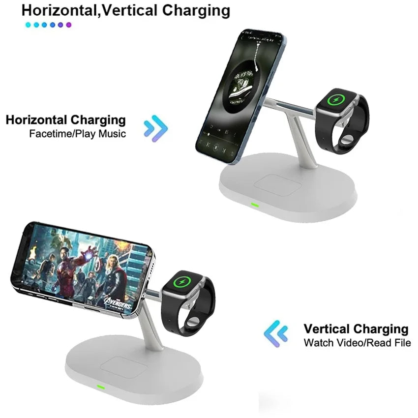 3 in 1 Magnetic Wireless Charger Stand For Macsafe iPhone 14 13 12 Pro Max Airpods Apple Watch 8 7 6 15W Fast Charging Station