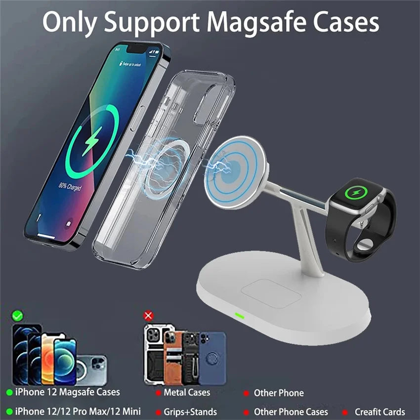 3 in 1 Magnetic Wireless Charger Stand For Macsafe iPhone 14 13 12 Pro Max Airpods Apple Watch 8 7 6 15W Fast Charging Station