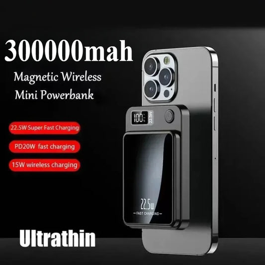 300000 mAh Magnetic Wireless Portable Power Bank For iPhone, Samsung.