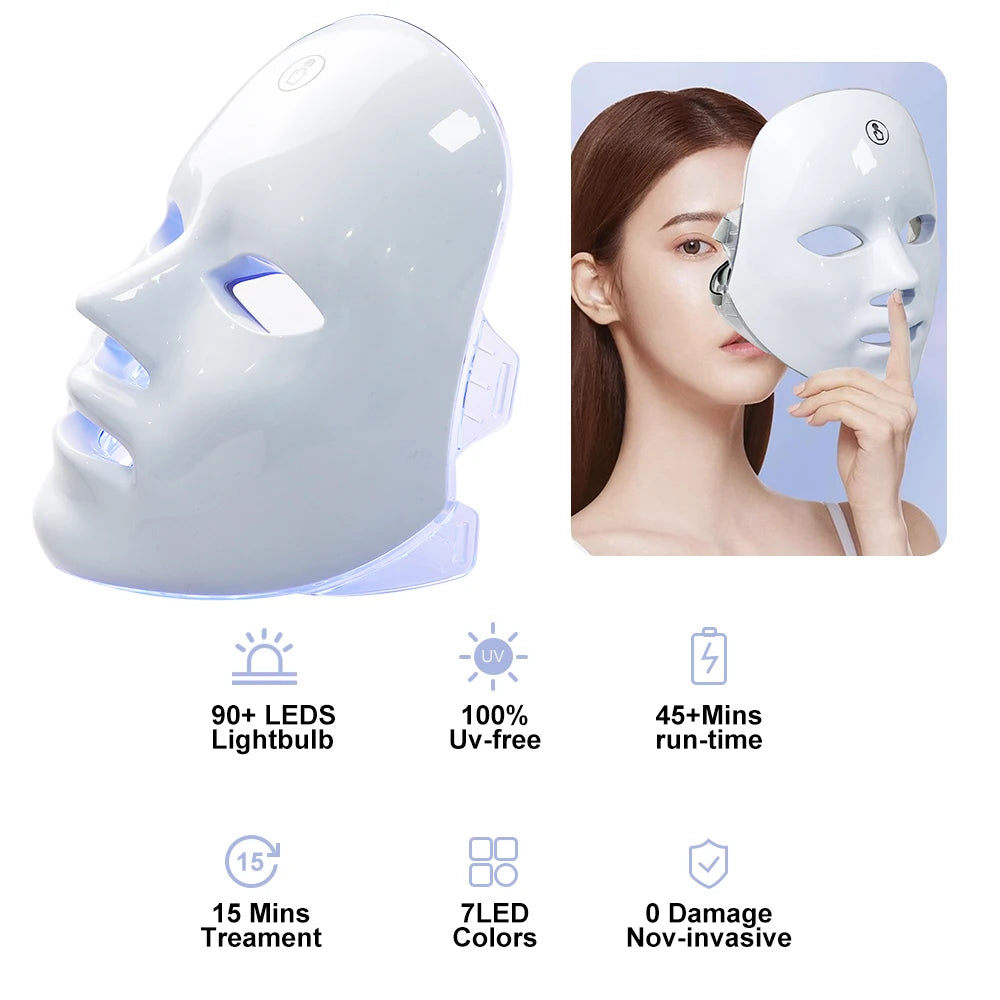 Anti Acne 7 Colors LED Facial Mask Photon Therapy