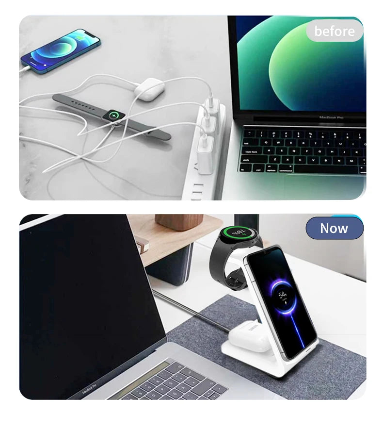 3 in 1 Wireless Charger Stand For Samsung Phones, Galaxy Watch and Buds.