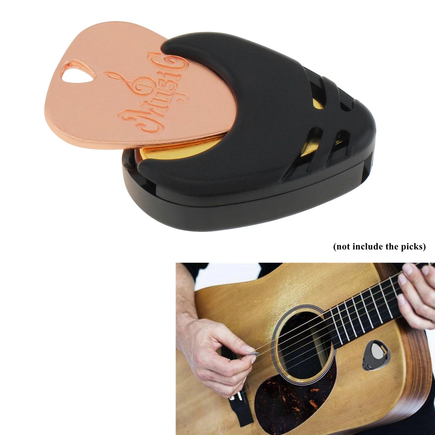 Black Plastic Stick on Guitar Pick Holder