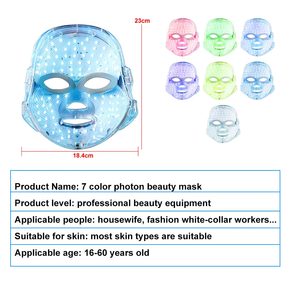 Anti Acne 7 Colors LED Facial Mask Photon Therapy